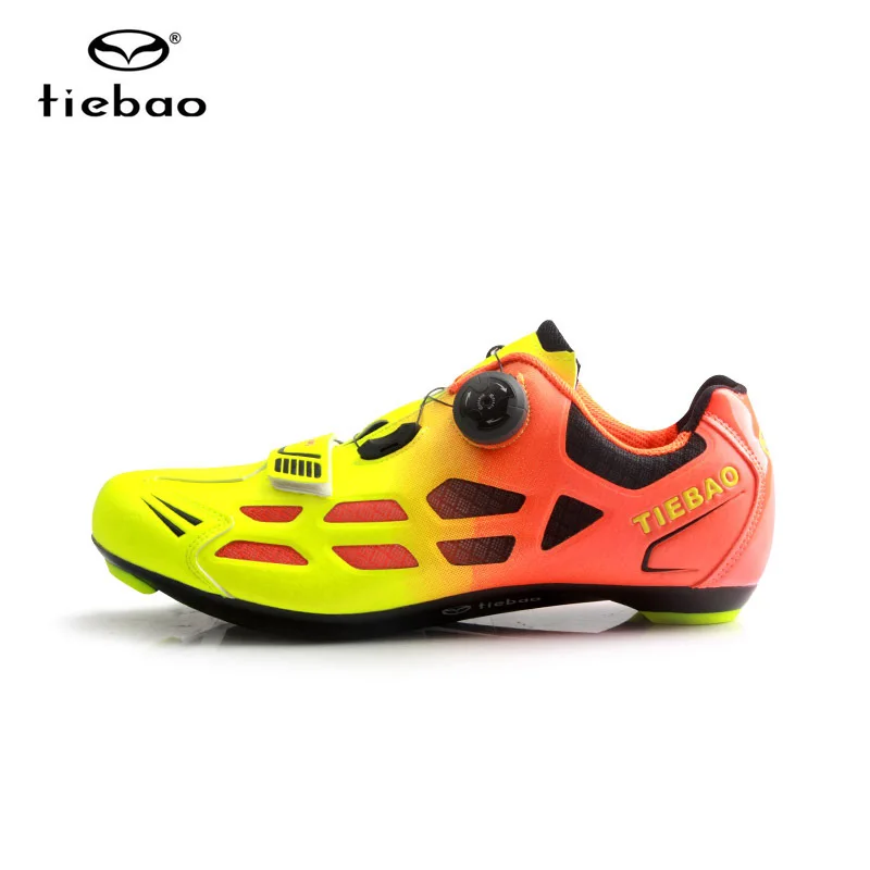Tiebao ультра-светильник, дышащая обувь для шоссейного велосипеда, обувь для велоспорта, спортивная обувь для верховой езды - Цвет: orange