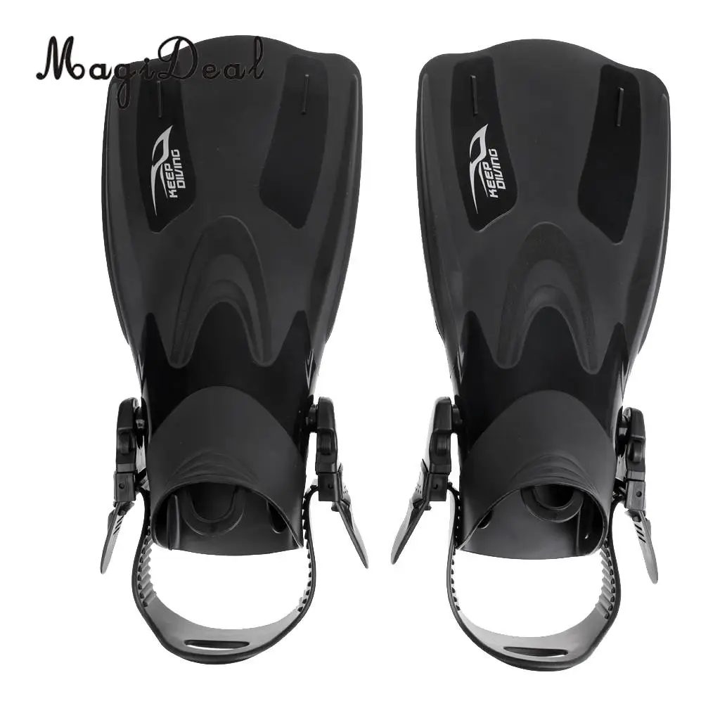 MagiDeal Swim Fins for Adult Adjustable Swimming Frog Shoes Rubber Professional Dive Team Open Diving Snorkeling Flippers Black