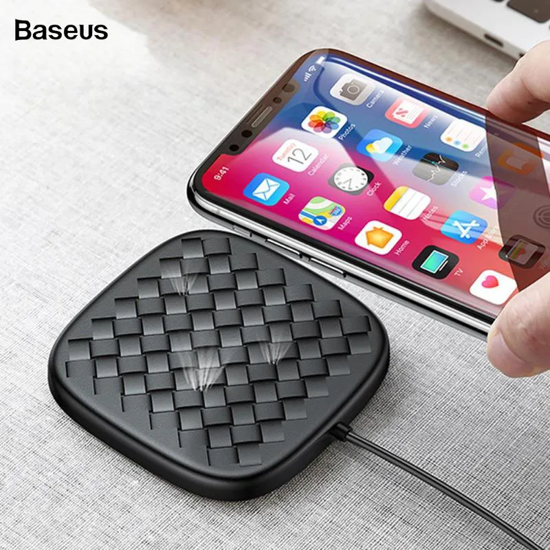 

Baseus QI Wireless Charger For iPhone X 8 For Samsung S9 S8 Fast Charging BV Woven Wireless Charger Nonslip Desktop Charger Pad
