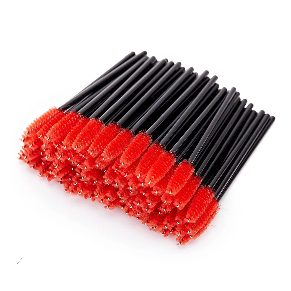 100 шт мини одноразовые кисти для ресниц, удобные, быстро гигиенические и подходят для путешествий Pinceis De Maquiagem# L20 - Handle Color: Красный