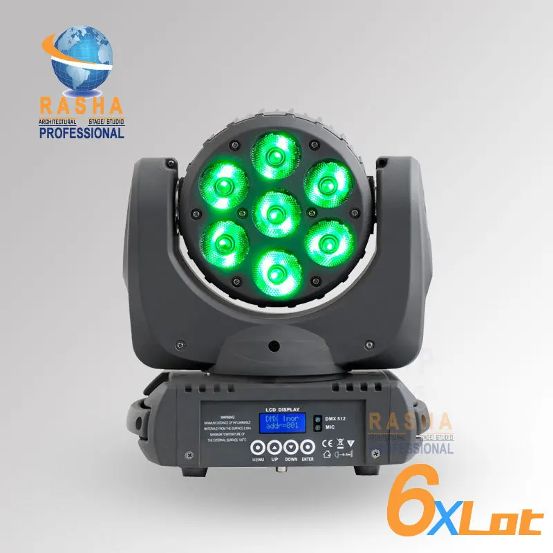 

6X Lot Rasha Factory Price 7pcs*12W RGBW 4in1 Cree LED Moving Head Beam,Stage Light,Stage Moving Head Beam For Event