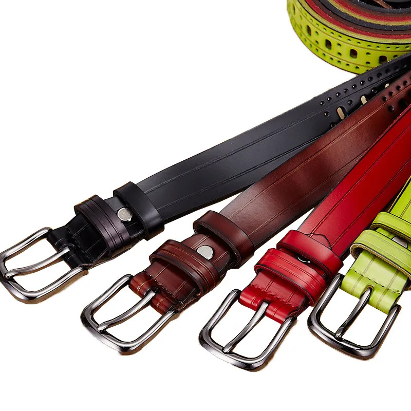 Fasbys Unique Genuine Leather Women Belt Cowhide Punched Strap All