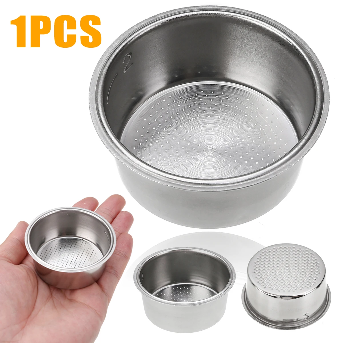 2.1inch Round Stainless Steel Coffee Filter Basket Coffee Machine Filter Tank Pore Non Pressurized Useful Coffeeware Accessories