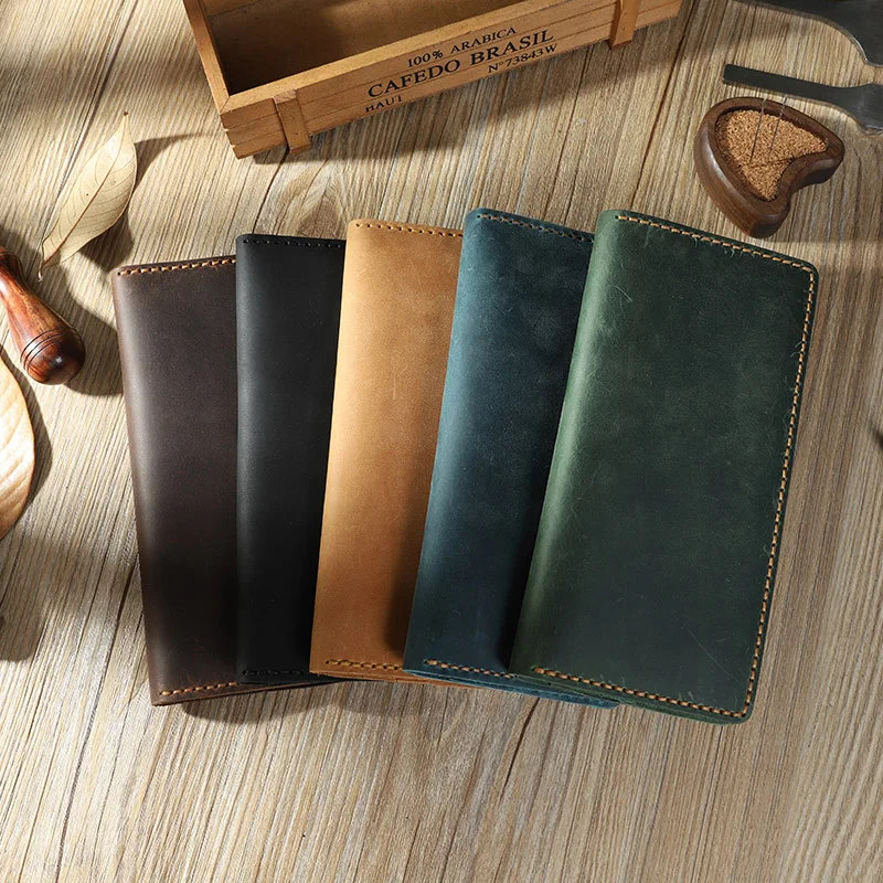 

Old Street Memory Handmade Wallet Men's Leather Long Multi-Card Wallet Retro Pure Head Layer Leather Clip