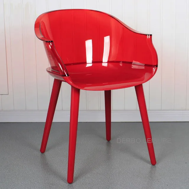 Современные Дизайн прозрачный сзади роскошный обеденный Arm Стул, модные Лофт популярные приятно для офиса и отдыха компьютерные кресла 1 шт - Цвет: Red