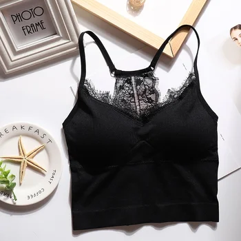 

Summer Tank Top 2019 Women Sexy Lace Camisole Beauty Back Seamless Padded Top