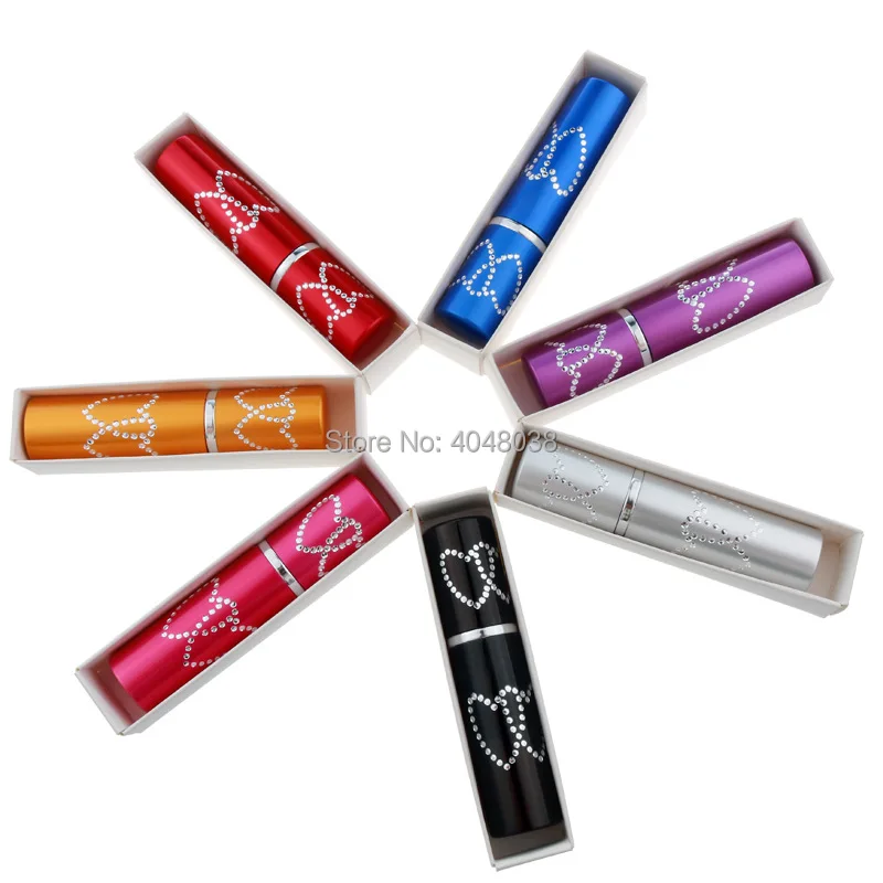 5 ML Portable Spray Pump Bottle Metal Housing Empty Cosmetic Atomizer Diamond Heart Perfume Refillable Bottle Sample Trial Vials