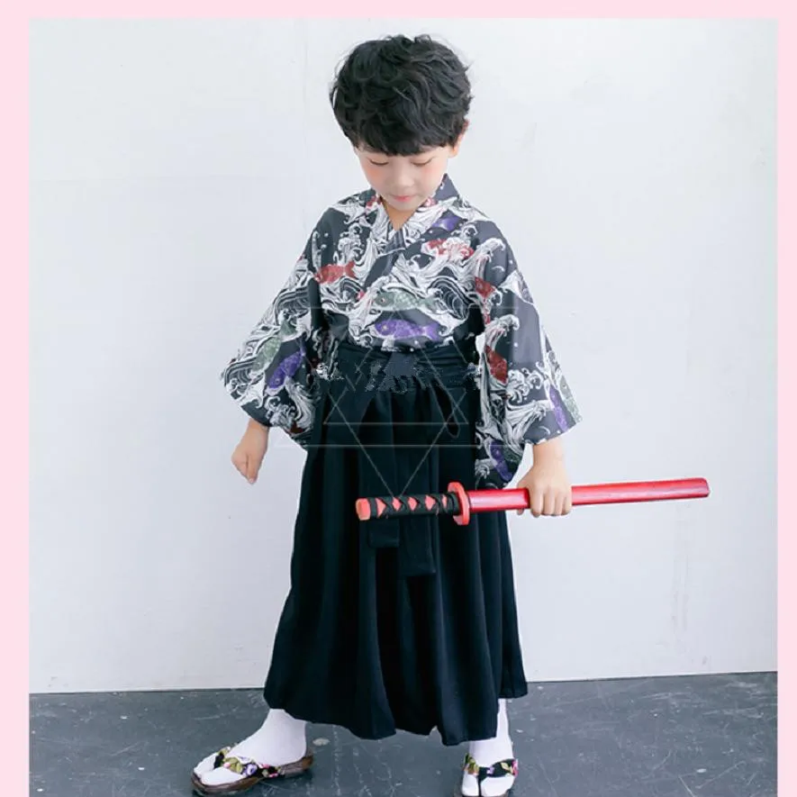 Cosplay Kimono Kids baby Japanese Children Clothing Halloween Japanese Samurai Children boy