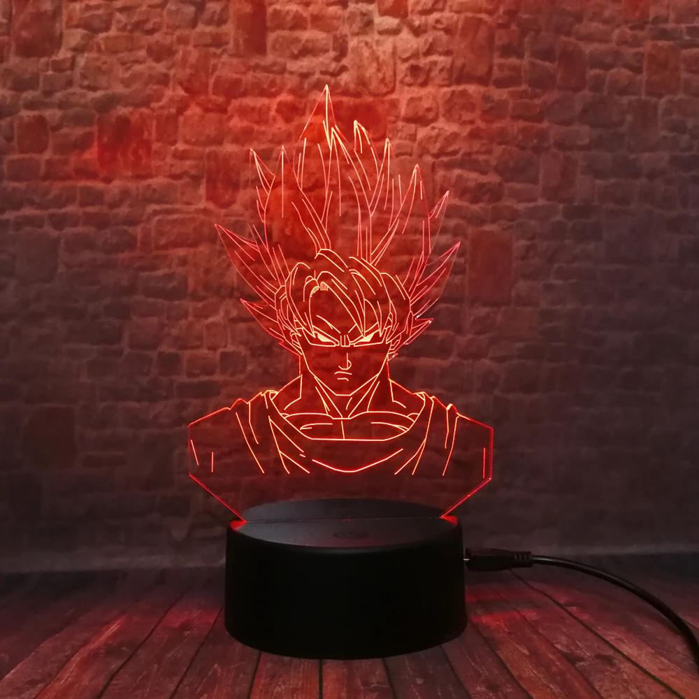  Dragon Ball Super Saiyan God Goku Action Figures 3D Illusion Table Lamp 7 Color Changing Night Ligh - 32826895069