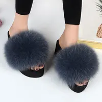 25 Colors Women's Furry Slippers Ladies Cute Plush Fox Hair Fluffy Slippers Women's Fur Slippers Summer Warm Slippers for Women