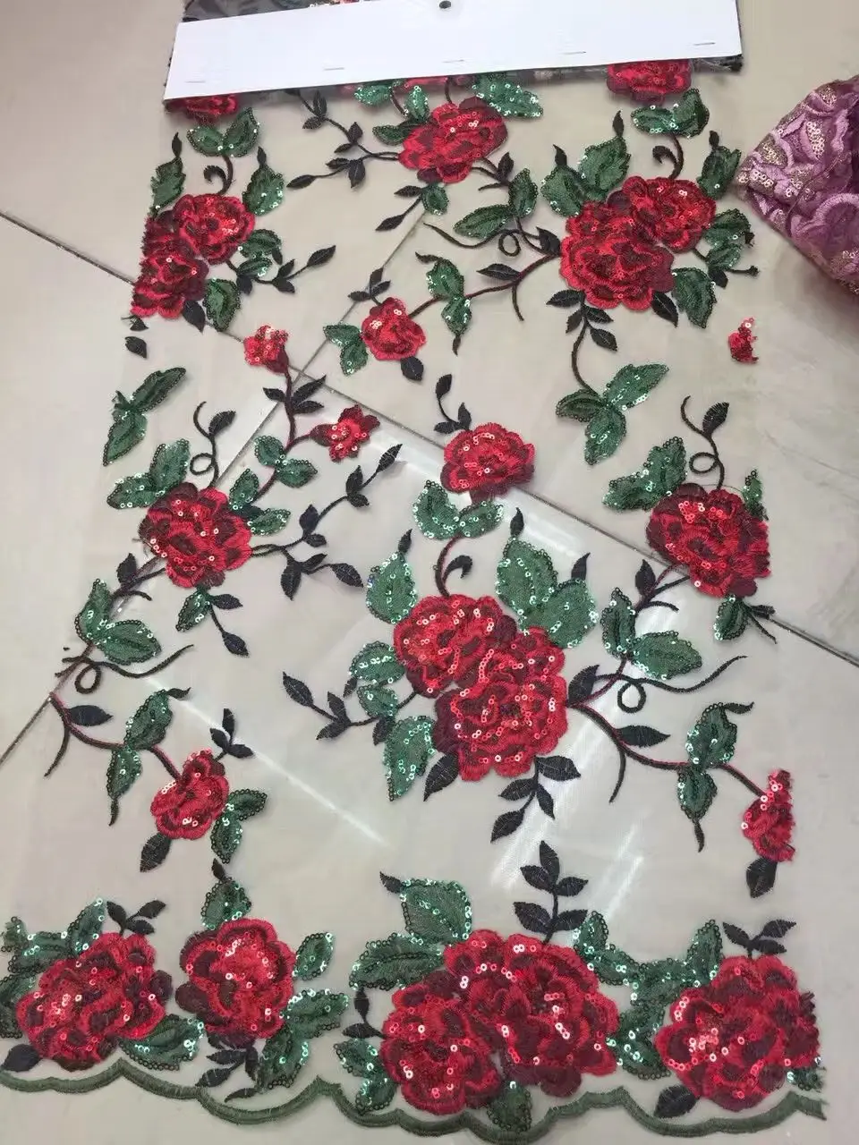

French net Fabric with sequins flower Embroidered Tulle Fabric LJY-51414 African French Lace Fabric High Quality