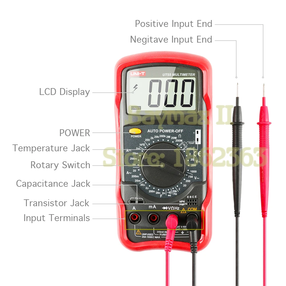 UNI-T UT58C Digital Multimeter Tester Meter Volt Amp Ohm Temperature Hz AC DC