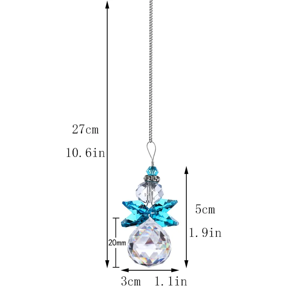 H&D 7pcs Crystal Angel Suncatcher Clear Crystal Ball Prism Window Hanging Sun Catcher Home Garden Decor Christmas Tree Ornaments