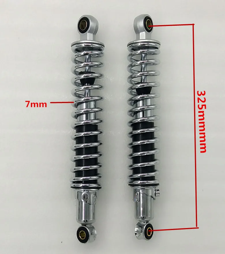 Chrome CG125 300mm /305mm/310mm/325mm 7mm spring Rear Shocks Absorbers for Honda CX500/Yamaha/Suzuki/Kawasaki/Dirt bikes/ATV