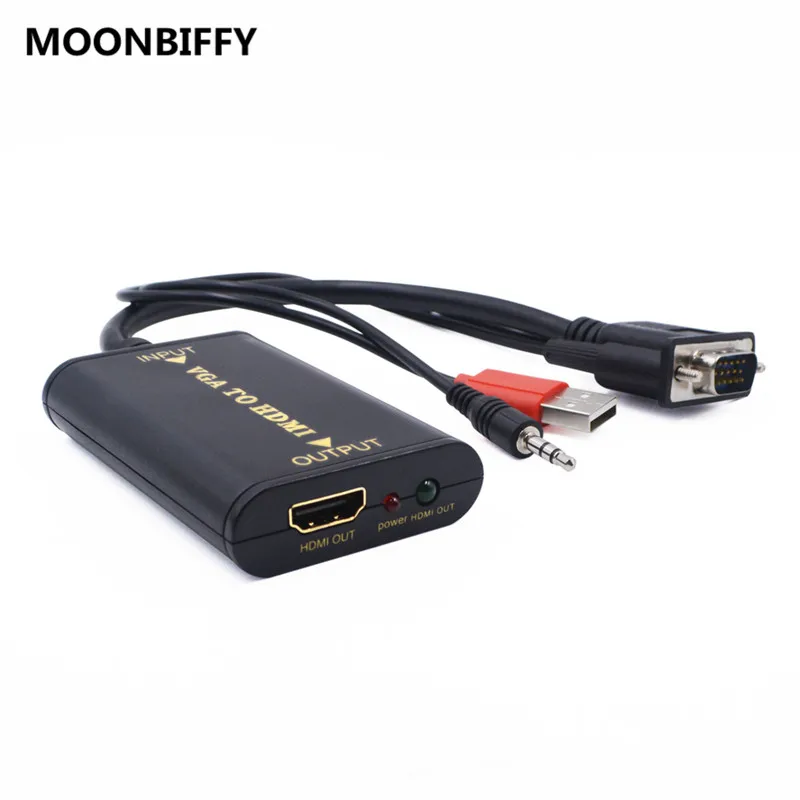 

MOONBIFFY VGA to HDMI Converter Cable with Audio 1080P HD AV Converter HDTV Video Cable VGA2HDMI Adapter for TV PC Laptop Xbox