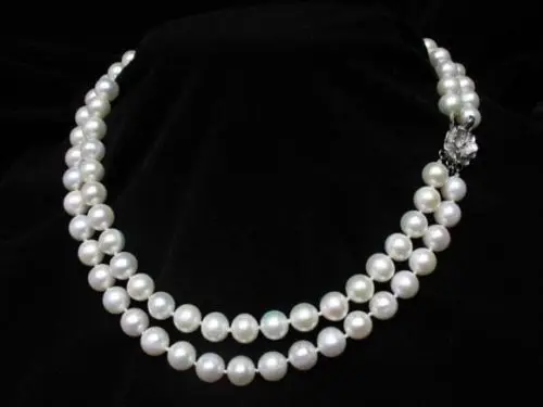 

ddh001980 stunning necklace 2 strands white freshwater pearl