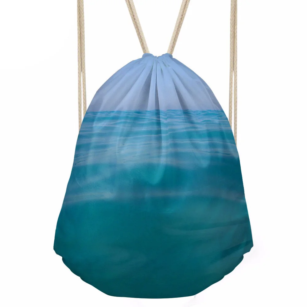 Drawstring Bag Women s Sea Printing Daypack Females Logo Customized Shopping Pocket for Kids Fashion Pouch