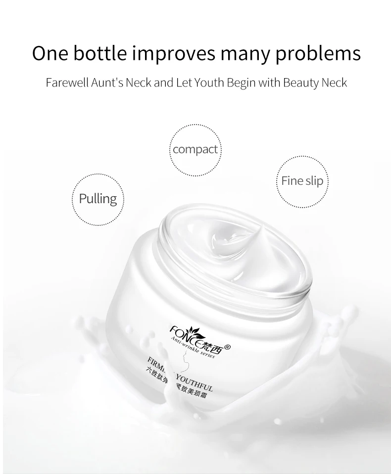 Fonce Six Peptides Firming Beauty Neck Cream 55g Lifting Anti-Wrinkle Neck Care Reduce Wrinkles Skin Rejuvenation Whitening