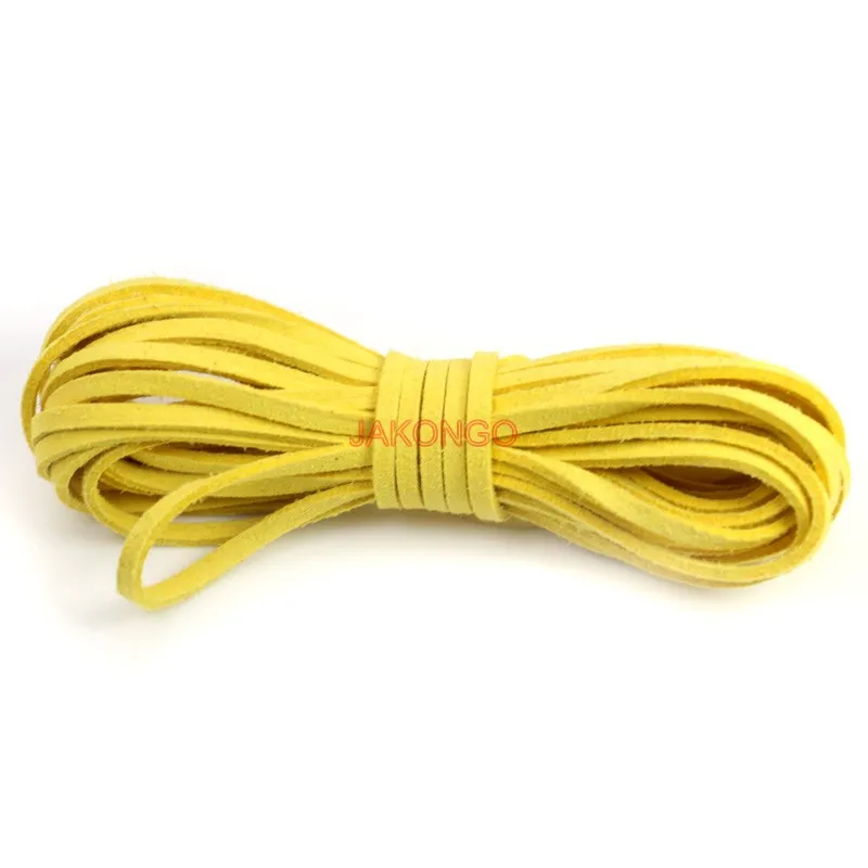 JAKONGO плоская искусственная замша Корейский Бархатный кожаный шнур DIY веревка нить для изготовления ювелирных изделий декоративные принадлежности для рукоделия 3 мм - Цвет: yellow