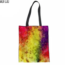 Холщевые женские сумки, Повседневная сумка на плечо, женские сумки с короткими ручками для девочек-подростков, разноцветная сумка для покупок с принтом