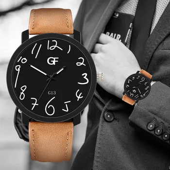 

Top Fashion Men's Wristwatch Round Dial Leather Band Quartz Watch Casual Waterproof Luxury Business Watch