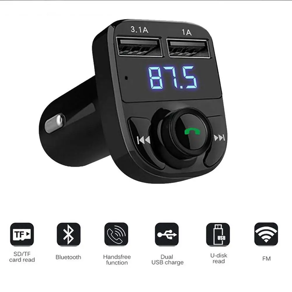 

FM Transmitter Bluetooth Car Kit MP3 Player LED Dual USB 4.1A Car Charger Voltage Display Micro SD TF Music Playing