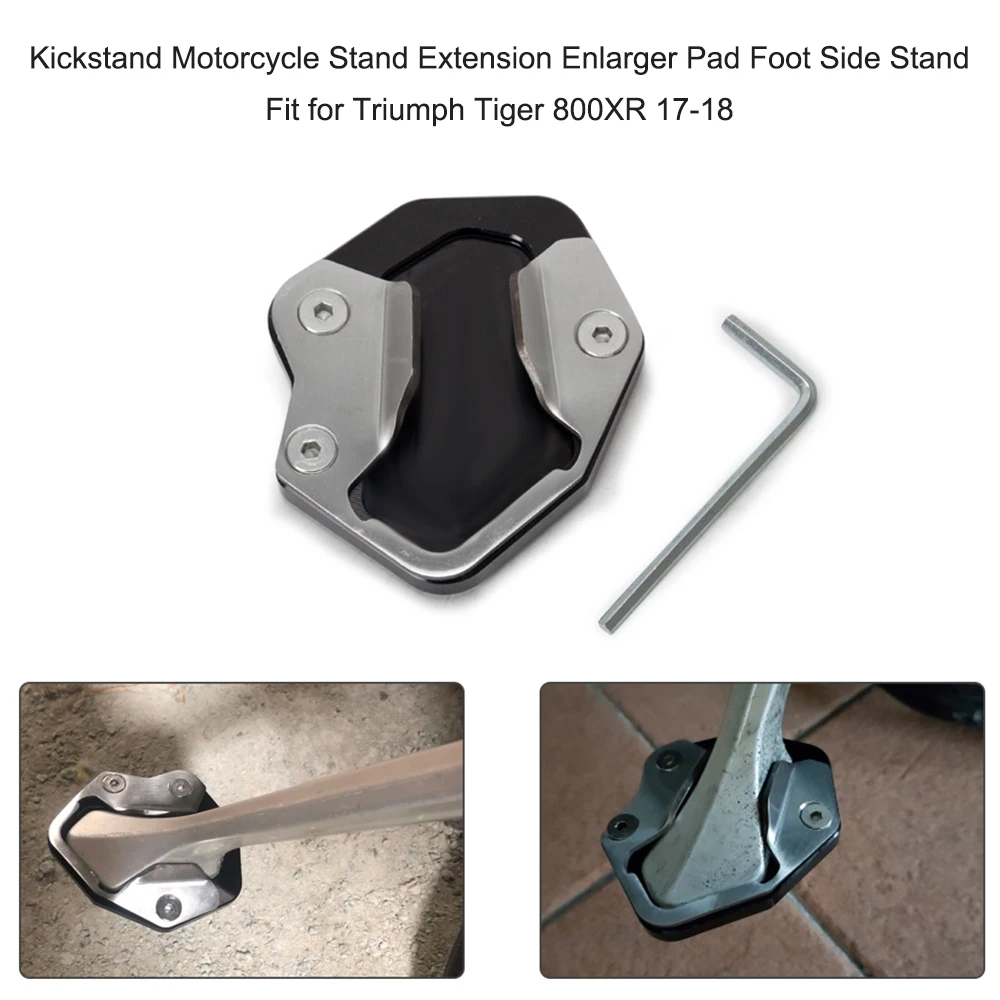 Motorcycle Sidestand Stand Extension Enlarger Pad Foot Side Stand CNC Aluminum Fit for Triumph Tiger 800XR 17-18 Kickstand