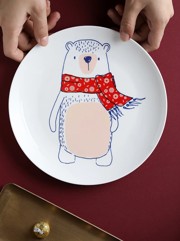 

Cute Cartoon Ceramic Plate Dish Children's Tableware Porcelain Plate Breakfast Snack Cake Plate