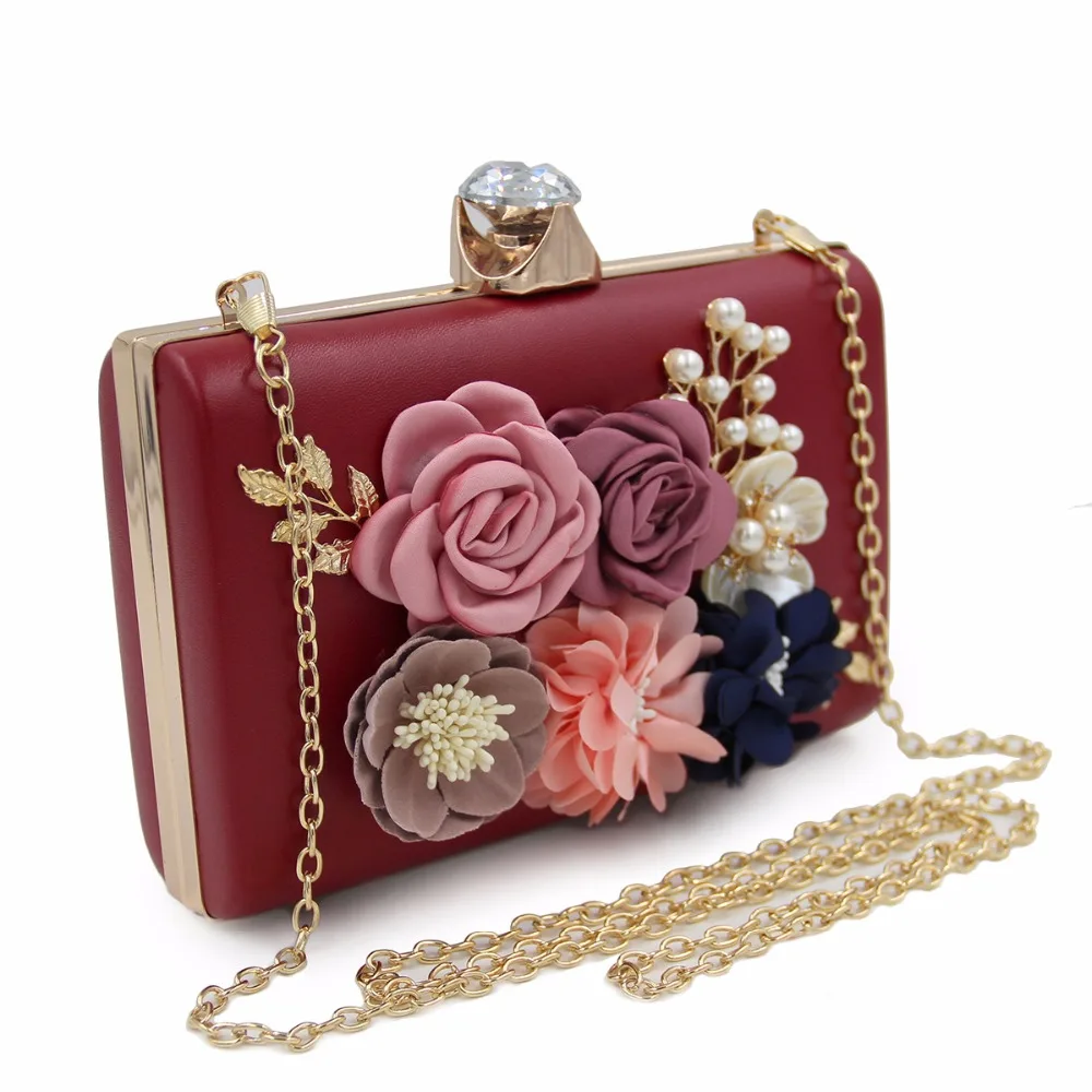 

2017 luxury handmade clutch wallets flowers wedding dinner bags for ladies pearls party show bags drop shopping