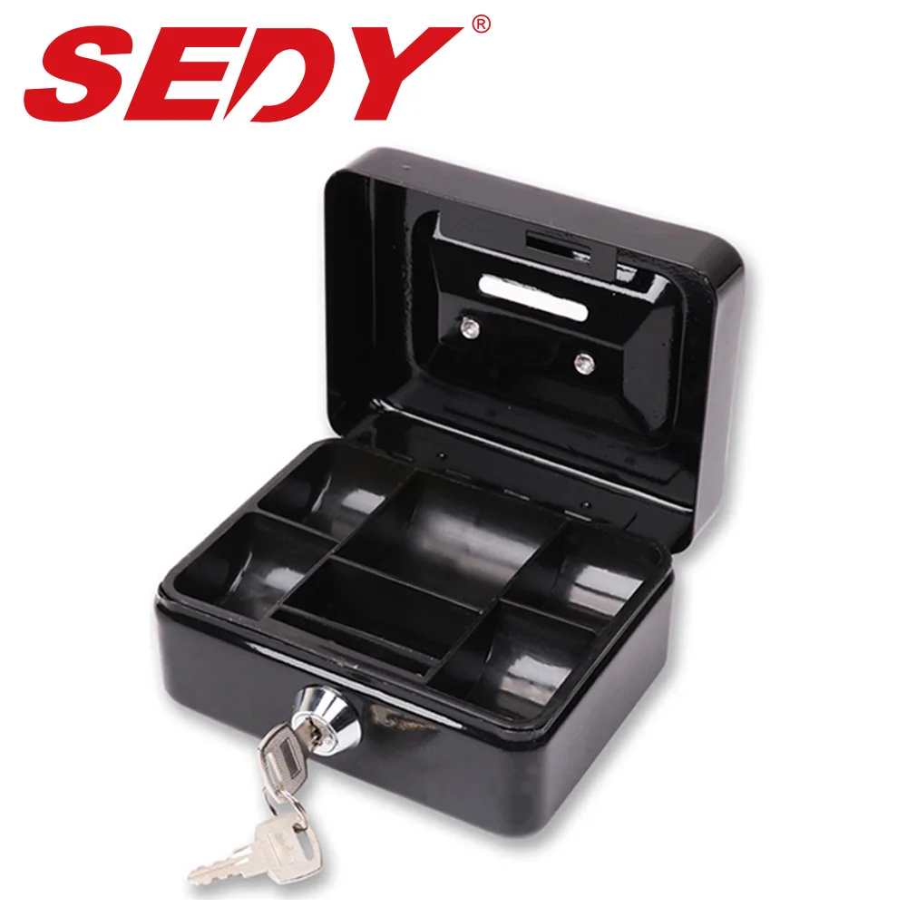 

SEDY Stainless Steel Petty Cash Money Box Stainless Steel Security Lock Lockable High Quality Metal For Home Office Safe 2 Keys
