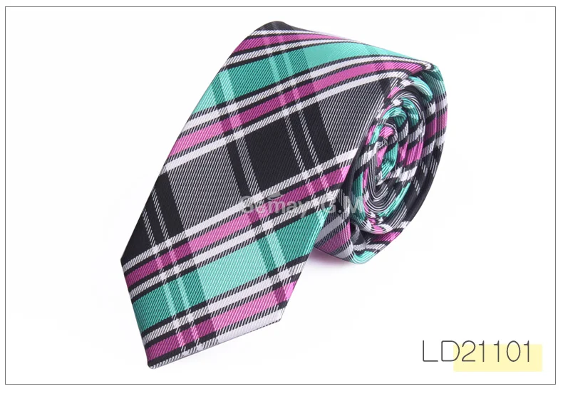 Мужские галстуки шириной 6 см, новые модные галстуки в клетку, Жаккардовые тонкие галстуки, деловые, свадебные, полосатые галстуки для мужчин - Цвет: LD21101