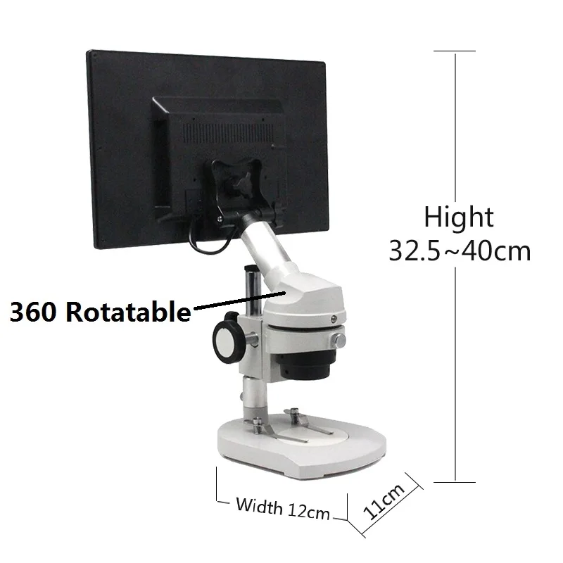 20X Video Microscope with 20X UP-right Image Digital Monocular Dissecting Microscope 360 Degree Rotatable Head Screen Displayer