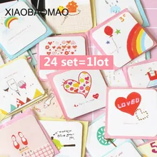 24 компл./лот карта+ конверт Рождественская Закладка мини-карта Новогодняя поздравительная Почтовая открытка подарок на день рождения открытки