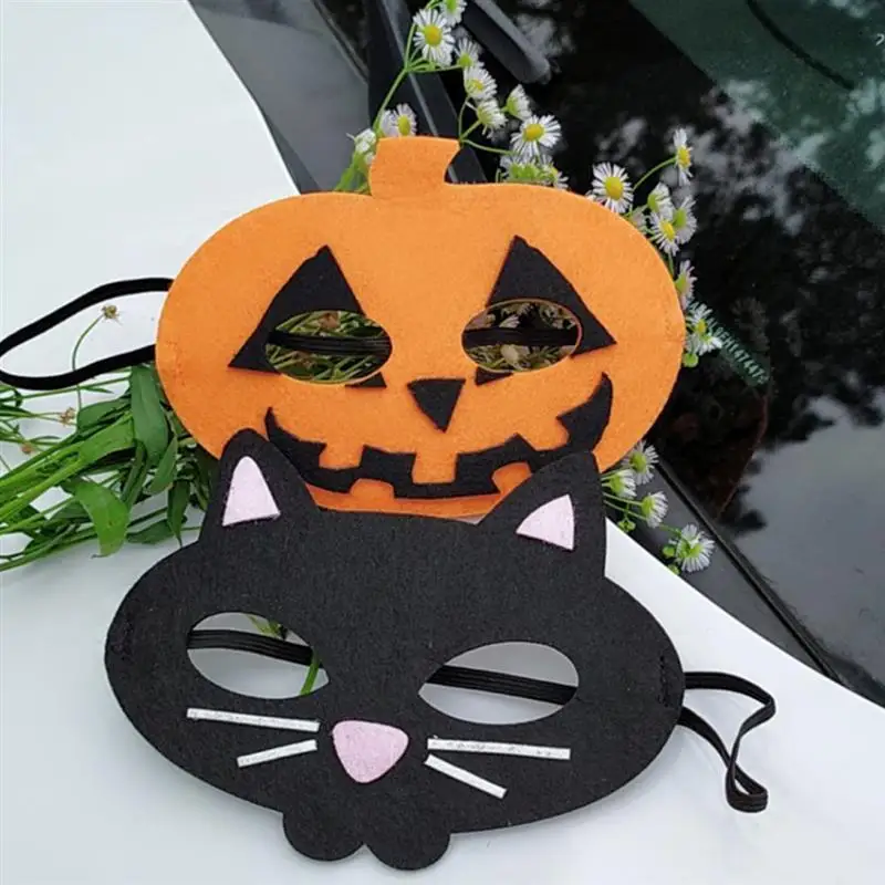 10pcs Halloween Mask Cartton Cat Pumpkin Cosplay Half Face Mask Masquerade Costume Mask Party Masks for Kids Children Girls Boys
