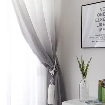 

Modern Blue Gradient Curtain Tulle Window Curtains For Living Room Bedroom Kitchen Sheer Curtains Window Treatment Blinds #4