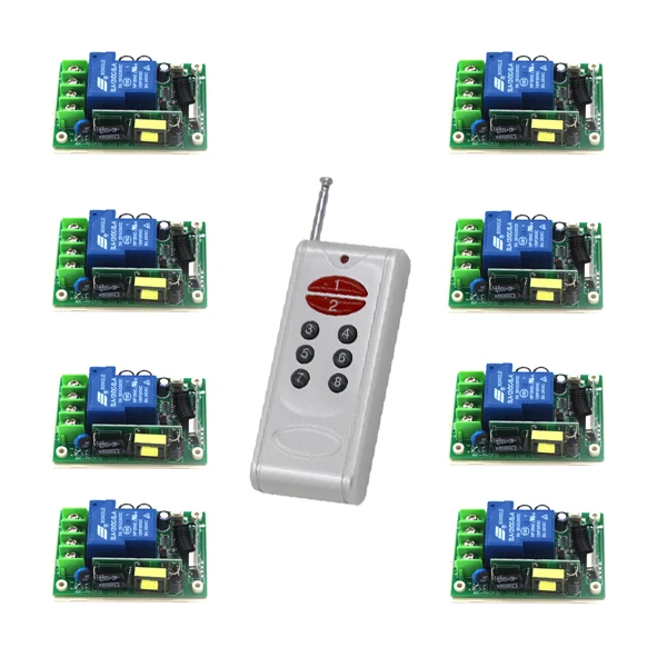 

85V-250V Remote Relay Control Switch 8 Receiver & Transmitter Lamp/Light LED Remote ON OFF Controller System Output Adjust 4323