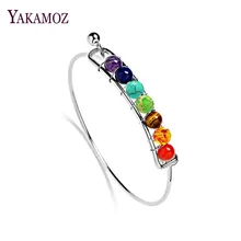 

Charm Bangles Natural Stones Beads Bracelet 7 Chakra Healing Balance Bracelets & Bangles Crystal Jewelry For Women Men Gifts