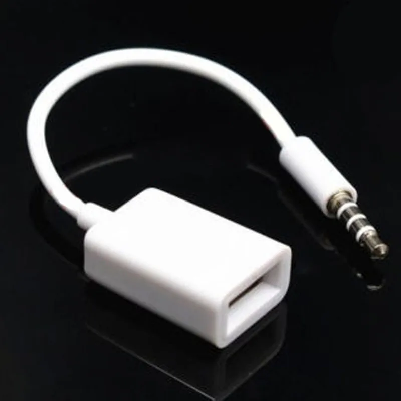12v Car 3.5mm Male AUX Audio Plug to USB 2.0 Female Converter Adapter Cable New