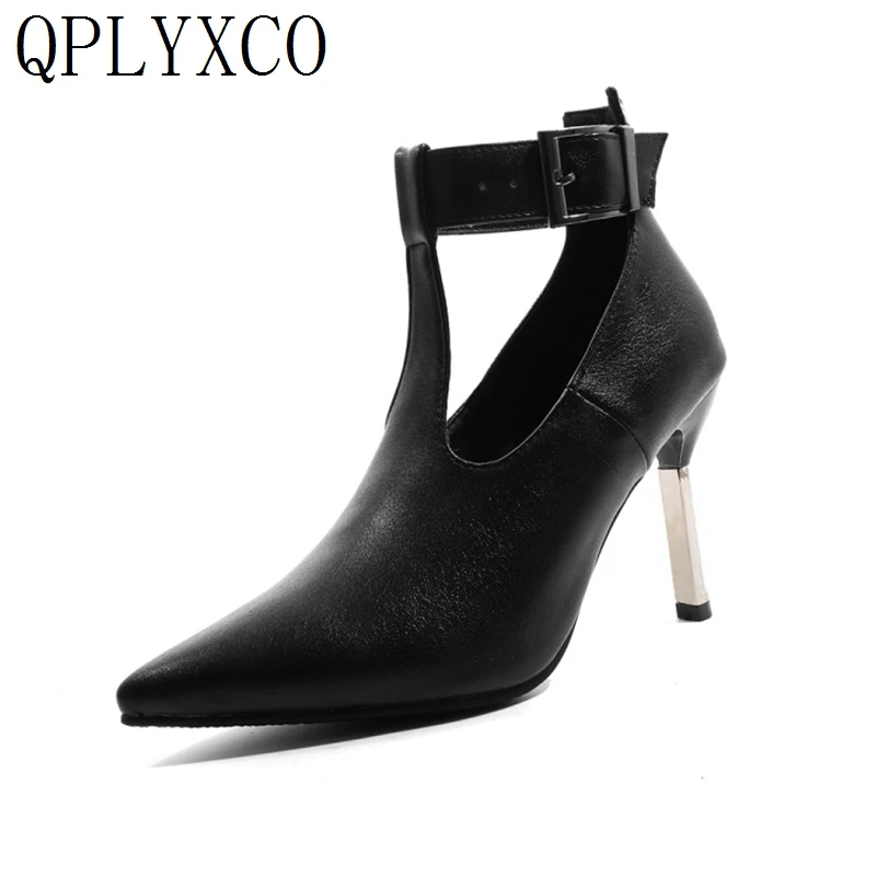

QPLYXCO New fashion Plus Big 32-48 Size Spring Autumn Platform Women Pointe high heels quality party wedding shoes woman 88-57