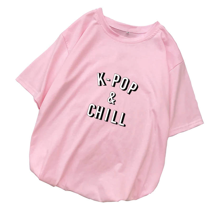 Kpop & Chill Letter Print T Shirts Women Summer Tee Shirt Femme Casual Losoe O-Neck Short Sleeve Harajuku Streetwear Female Tops (3)