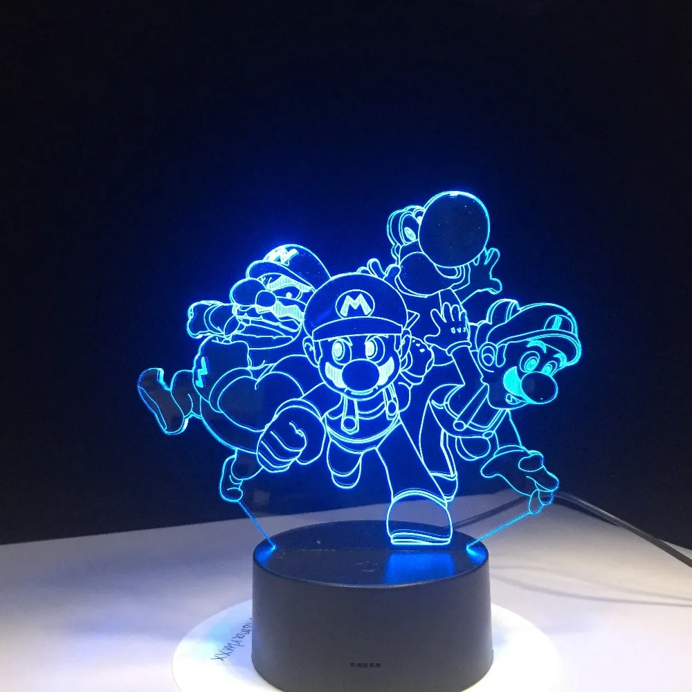 Супер Марио Bros Luigi Toad Dragon 3D лампа USB акрил супер подарок для детей детский ночник подсветка для детской комнаты настольная лампа