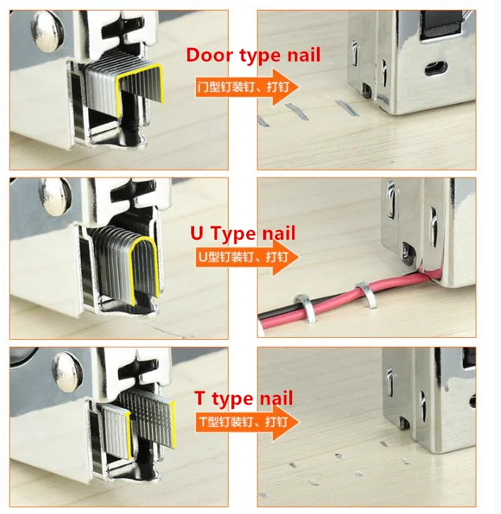 Т-образные/u-образные/дверные гвозди для маникюрного пистолета Ручной Прямой гвоздь скобы гвоздильщик степлер