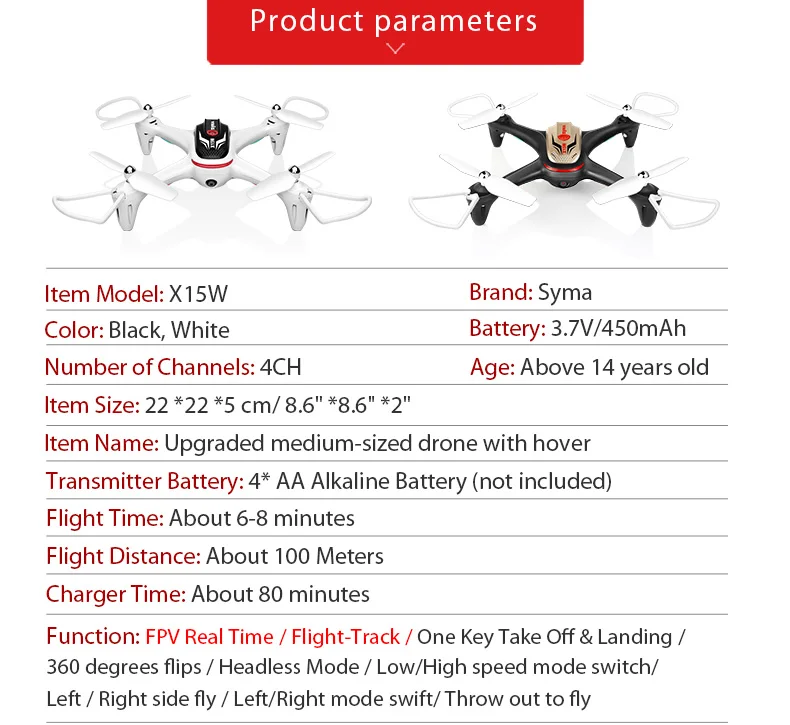 2 батареи SYMA Officail X15W Дрон с камерой HD 0.3MP FPV в режиме реального времени передача RC вертолет Дрон Квадрокоптер