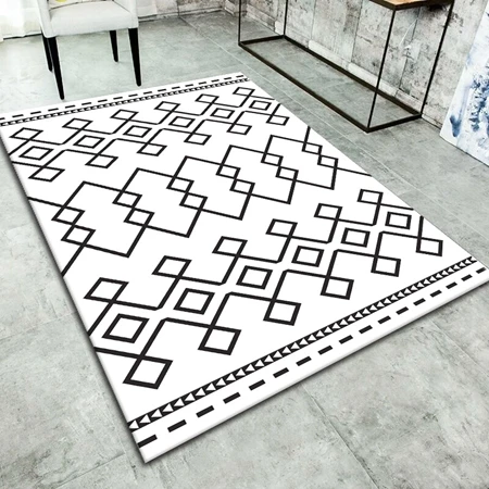 Скандинавские простые ковры геометрической формы коврики журнальный столик спальня гостиная Нескользящие Tapete современные черно-белые полосатые коврики - Цвет: Q
