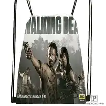 Изготовленная на заказ Дэрил-Диксон-ходячая мертвая@ 02-походная сумка на шнурке милый рюкзак для детей(черная спинка) 31x40 см#180611-01-41