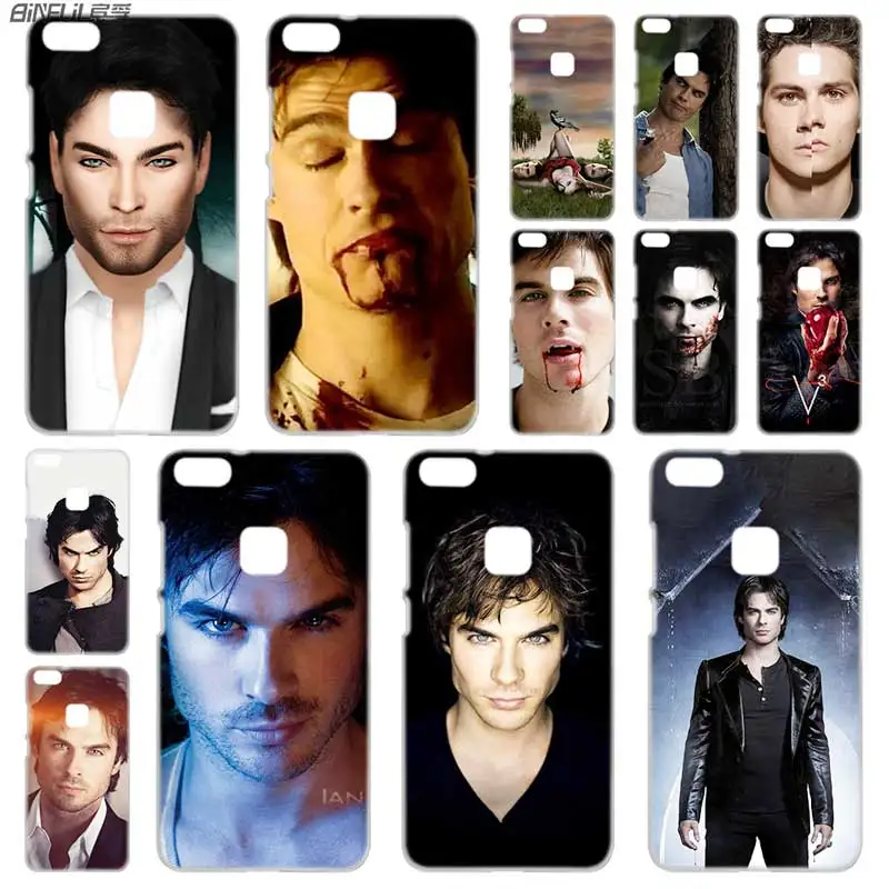 

BINFUL PC Transparent for Huawei p20 lite case P8 P9 P10 Lite 2017 Plus Pro P Smart Mini Diaries Damon Ian Somerhalder