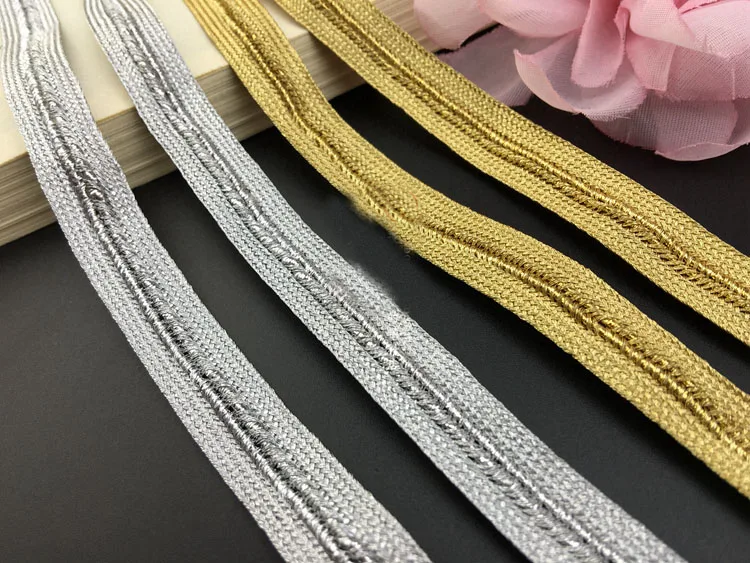 5 yard 1.2CM 0.47" wide gold/silver braid tapes lace trim ribbon