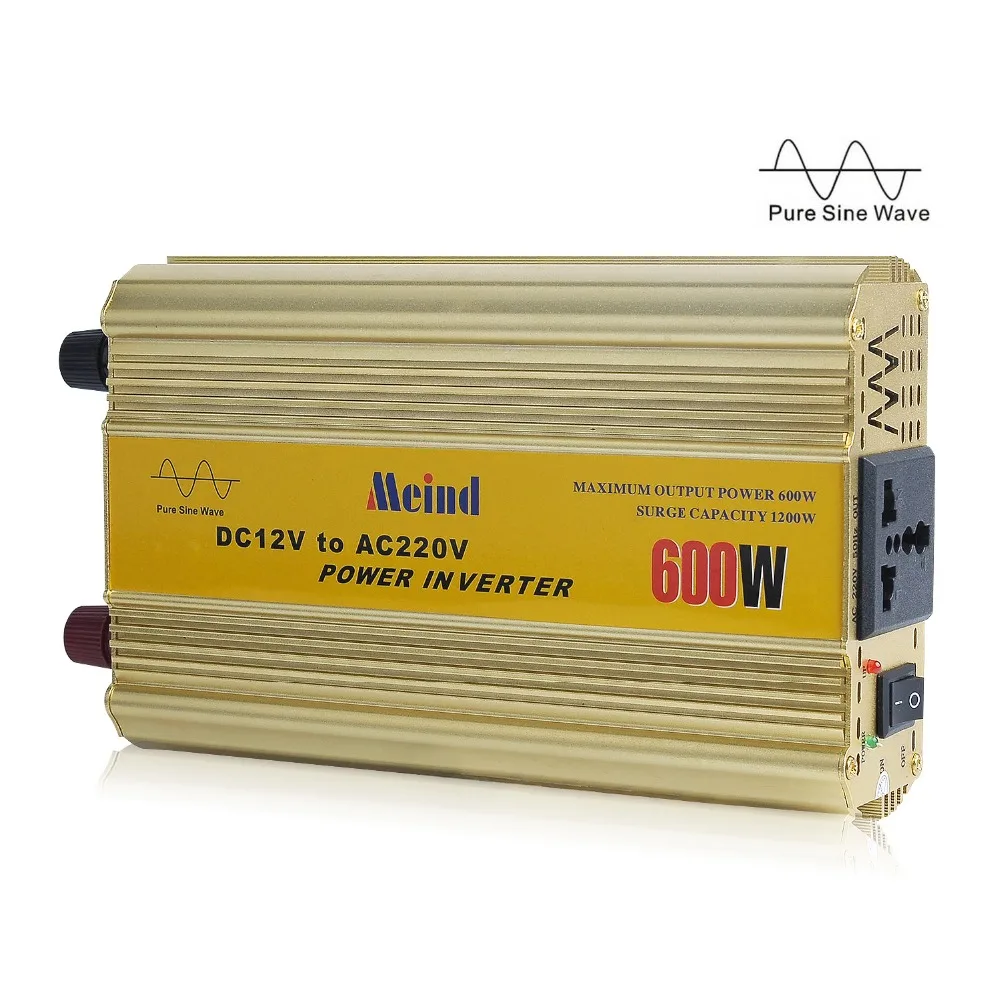 

Meind@ Sufficient 600W Pure Sine Wave 12V DC to 220V AC Universal Socket Power Inverter