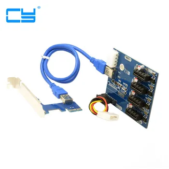 

2PCS PCI-e Express 1x to 4 Port 1x Switch Splitter Multiplier Hub Riser Card with USB 3.0 Cable