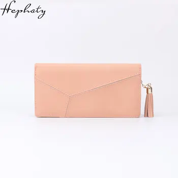 

Hephsty Women Wallet Patchwork Designer Clutch Female Two Fold Hasp Zipper Coin Purse High Capacity Ladies Credit Card Holder